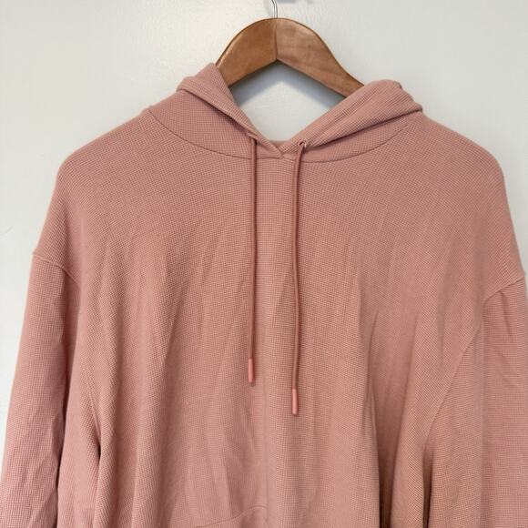 Alo Waffleknit Hoodie Dusty Pink Athleisure Oversized Boxy Preppy Large? - Picture 2 of 7